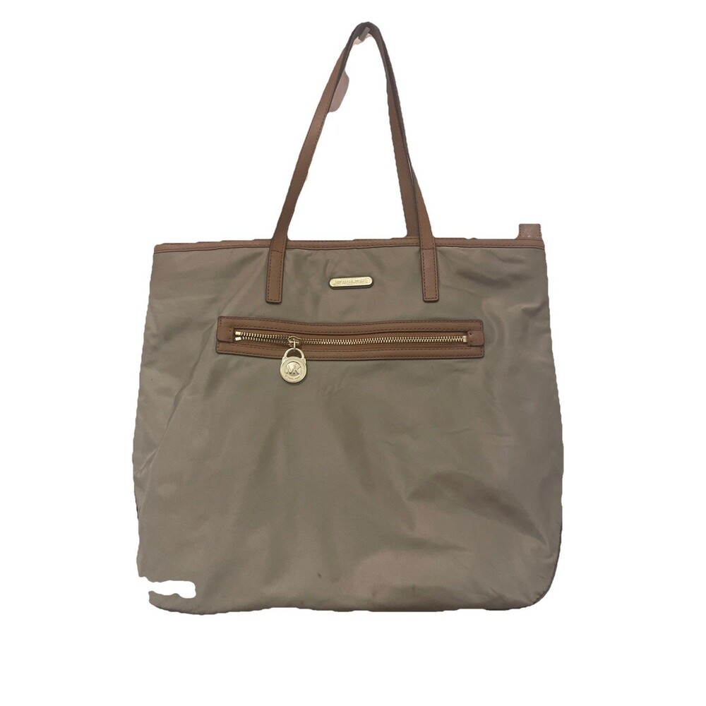 MICHAEL KORS Kempton Tote Tan Bag Purse Nylon Stained